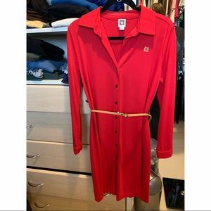Anne Klein Red Button Down Dress